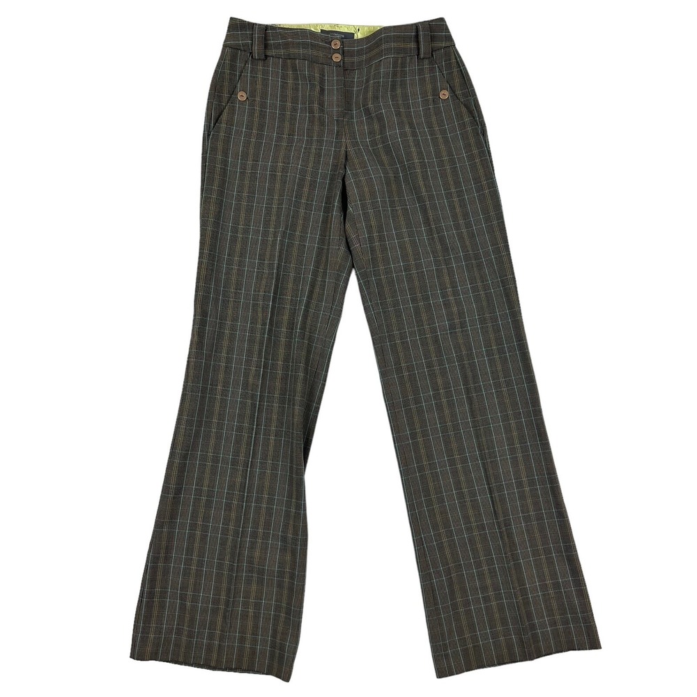 Liz Claiborne Sloane Multicolor Plaid Straight Leg Dress Pants Size 4 Stretch